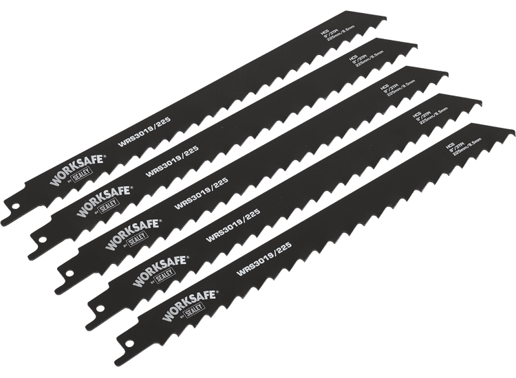 Sealey Reciprocating Saw Blade Wood 225mm 3tpi - Pack of 5 WRS3019/225