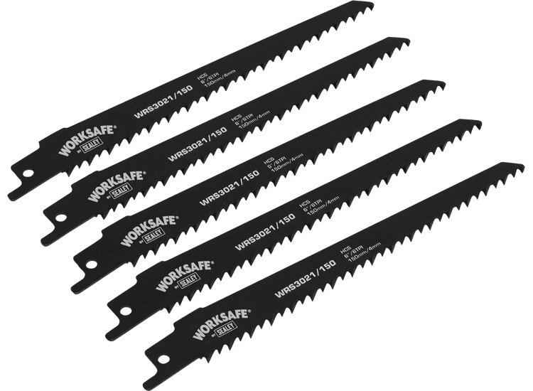 Sealey Reciprocating Saw Blade 150mm 6tpi - Pack of 5 WRS3021/150