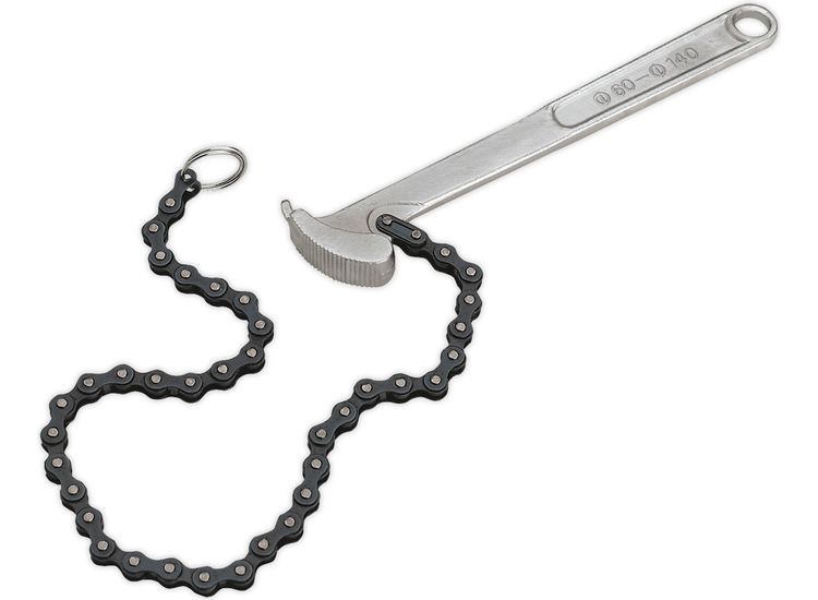 Sealey AK6409 Oil Filter Chain Wrench &amp;#8709;60-140mm Capacity
