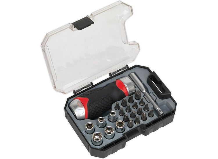 Sealey AK64906 Fine Tooth Ratchet Screwdriver &amp; Accessory Set 24pc Stubby