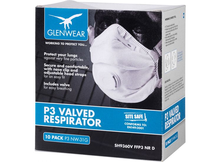 Glenwear FFP3 Valved Respirator Pack Of 10