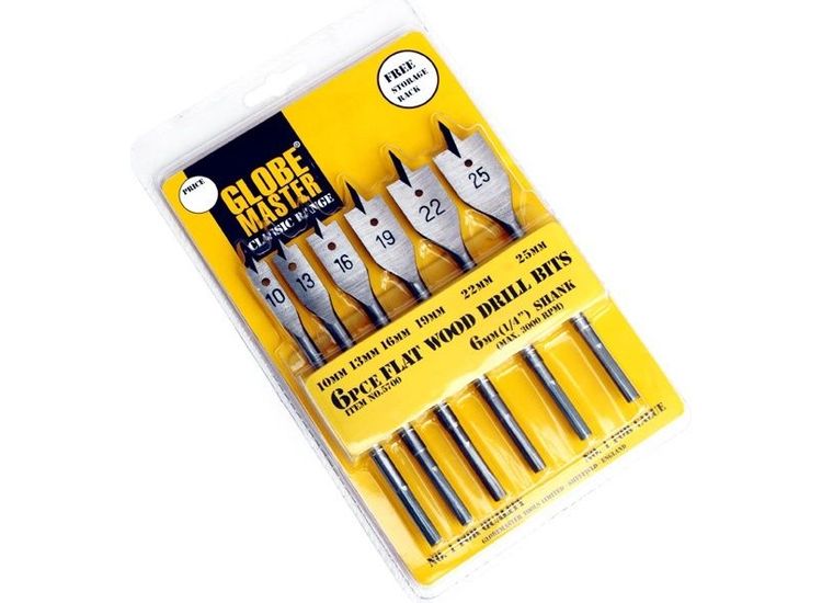 Globemaster Flat Wood Drill Bit Set 6pce