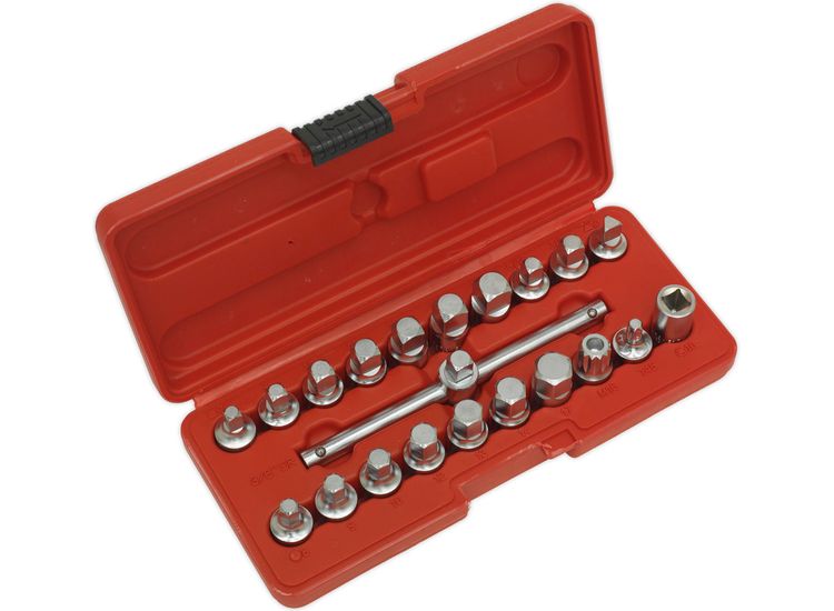 Sealey AK6586 Oil Drain Plug Key Set 21pc 3/8"Sq Drive