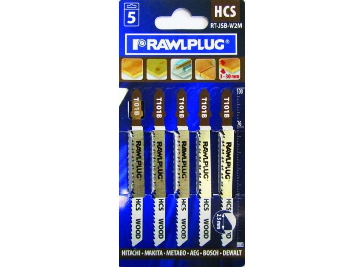 Rawlplug Jigsaw Blades For Wood Medium Pack 5