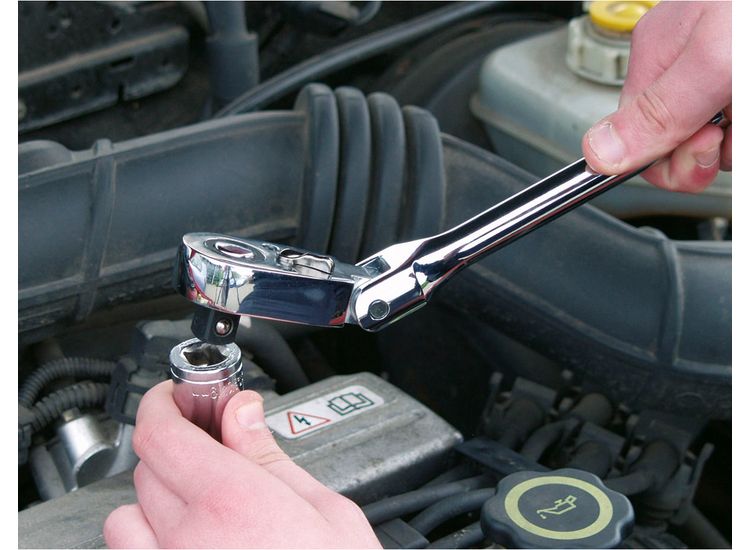 Sealey AK661F Ratchet Wrench Flexi-Head 300mm 3/8"Sq Drive Pear-Head Flip Reverse