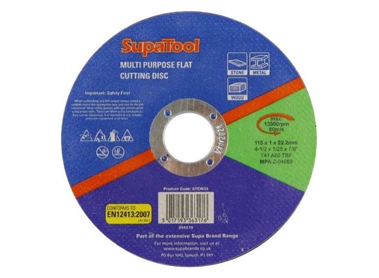 SupaTool Multi Purpose Flat Cutting Disc 115mmx1mm