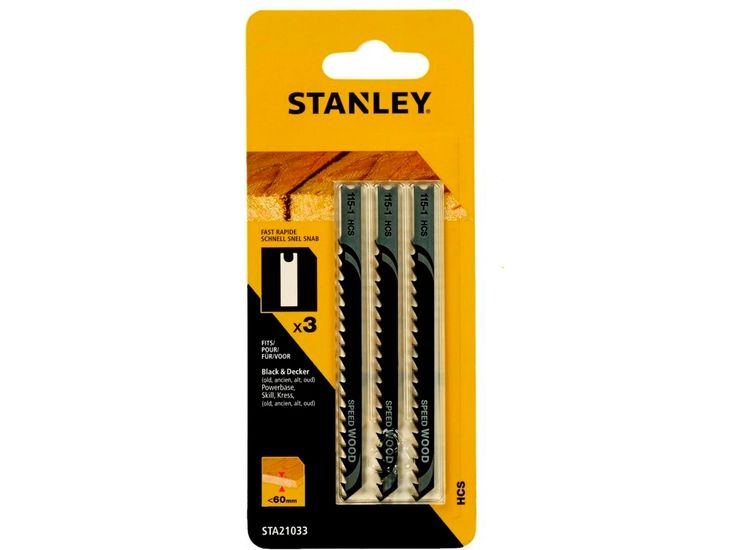 Stanley U-Shank HCS Jigsaw Blade 100mm Pack 3