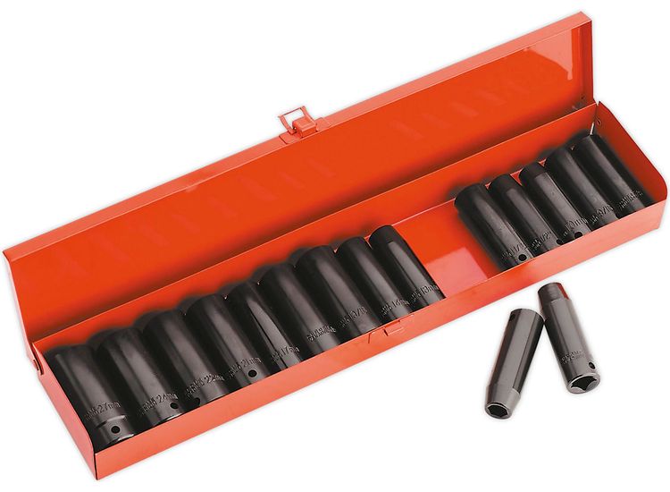 Sealey AK685 Impact Socket Set 16pc Deep 1/2"Sq Drive Metric/Imperial