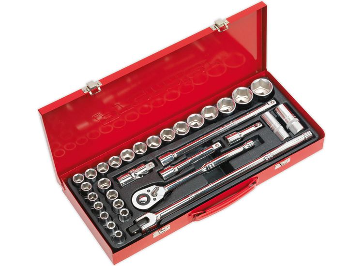 Sealey AK693 Socket Set 32pc 1/2"Sq Drive 6pt WallDrive&amp;reg; - Metric/Imperial