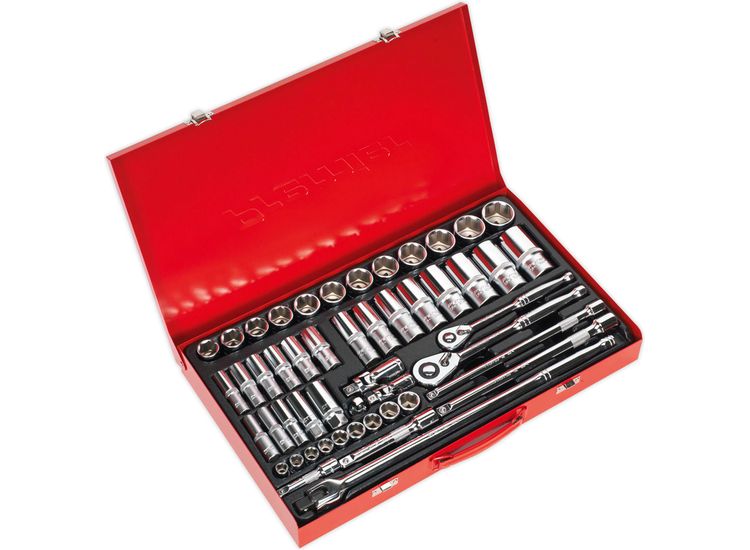 Sealey AK6942 Socket Set 50pc 3/8" &amp; 1/2"Sq Drive 6pt WallDrive&amp;reg; - Metric