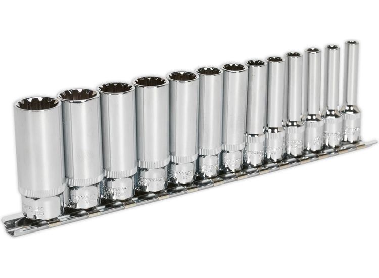Sealey AK69813D Socket Set 13pc Deep 1/4"Sq Drive Total Drive&amp;reg;