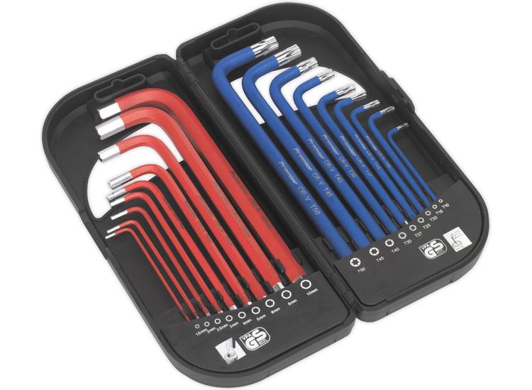 Sealey AK7176 TRX-Star &amp; Ball-End Hex Key Set 18pc Long Anti-Slip