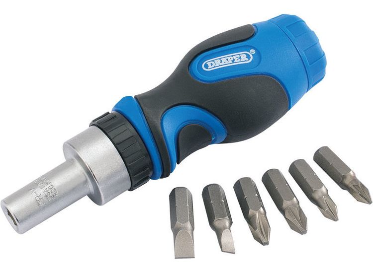 Draper 01050 Stubby Ratchet Screwdriver and Bit Set (7 Piece)