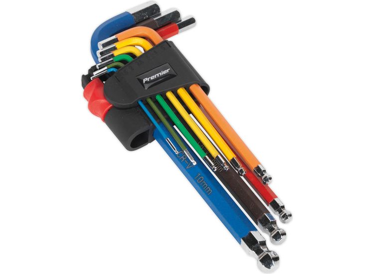 Sealey AK7190 Ball-End Hex Key Set 9pc Colour-Coded Long Metric