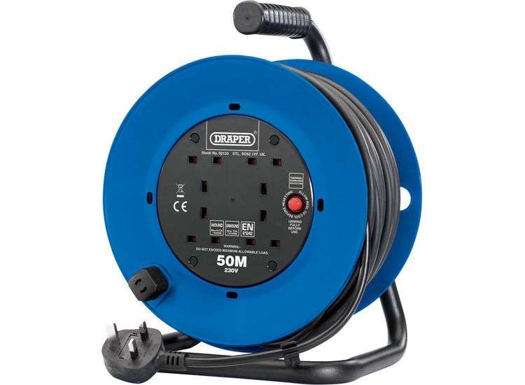 Draper 02120 230V Four Socket Industrial Cable Reel (50M)
