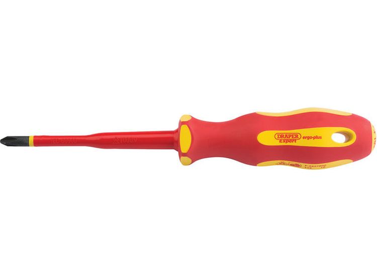 Draper 02164 Ergo Plus&amp;#174; Slimline Cross Slot VDE Screwdriver (No:2 x 100mm)