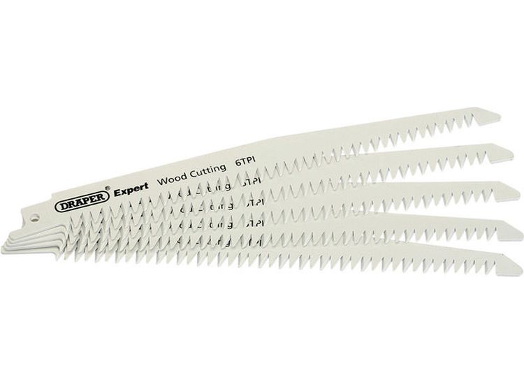 Draper 02305 Expert 150mm 6tpi Bi-Metal Reciprocating Saw Blades for Wood Cutting - Pack of 5 Blades