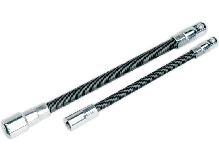 Sealey AK7341 Flexible Extension Adaptor Set 2pc 1/4"Sq x 150mm &amp; 3/8"Sq x 200mm