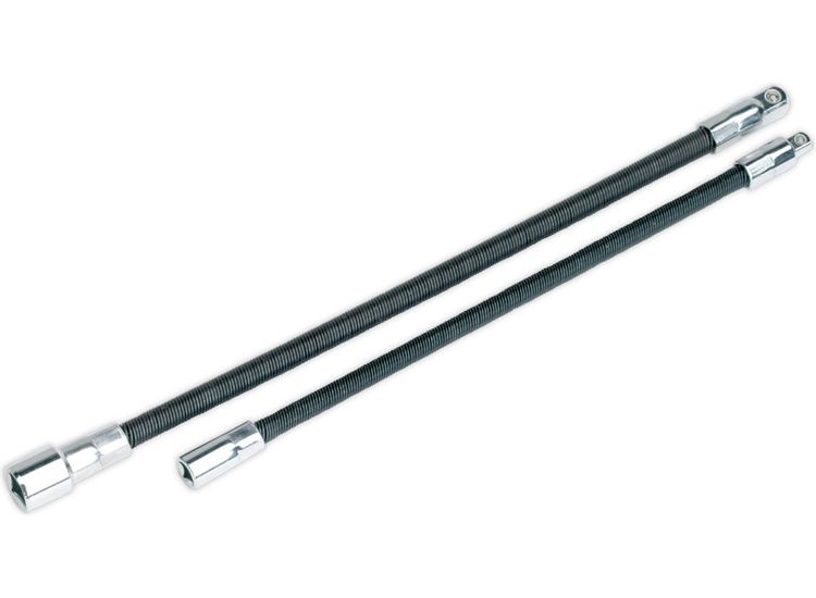 Sealey AK7342 Flexible Extension Adaptor Set 2pc 1/4"Sq x 254mm &amp; 3/8"Sq x 305mm