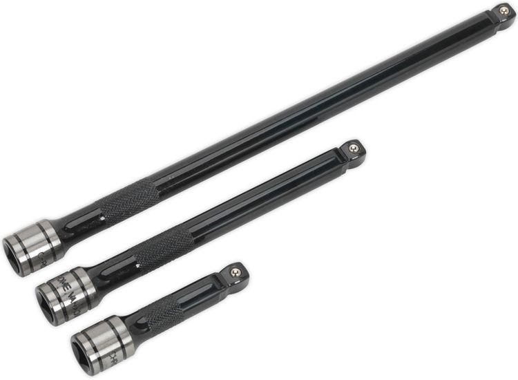 Sealey AK7691 Wobble/Rigid Extension Bar Set 3pc 3/8"Sq Drive Black Series