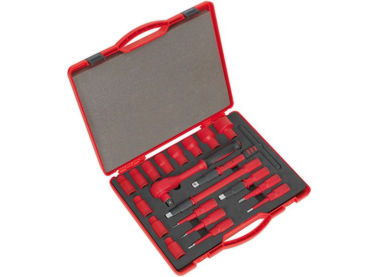 Sealey AK7941 Insulated Socket Set 20pc 1/2"Sq Drive 6pt WallDrive&amp;reg; VDE Approved