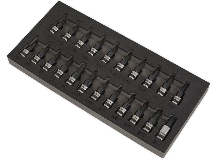 Sealey AK7985 TRX-Star*/Hex/Spline Socket Bit Set 22pc 3/8"Sq Drive Black Series