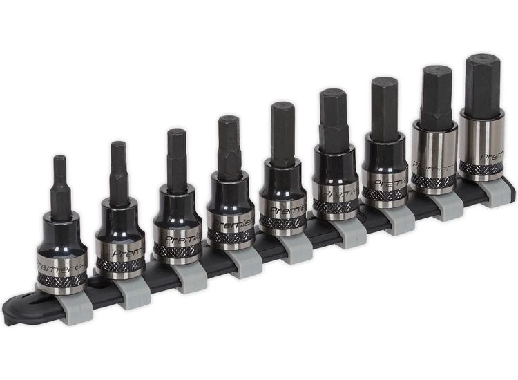 Sealey AK7986 Hex Key Socket Bit Set 9pc 3/8"Sq Drive Metric Black