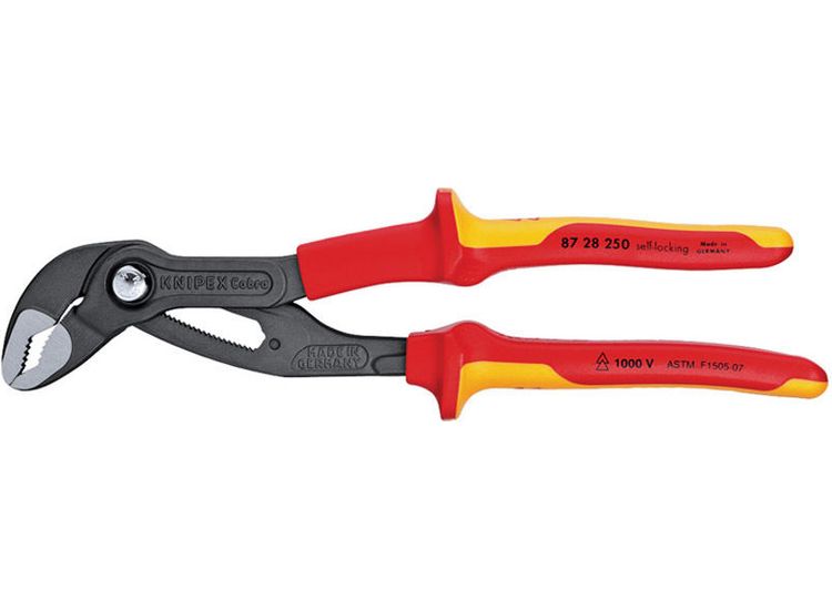 Draper 10644 Knipex 87 28 250UKSBE VDE Fully Insulated Cobra&amp;#174; Waterpump Pliers (250mm)