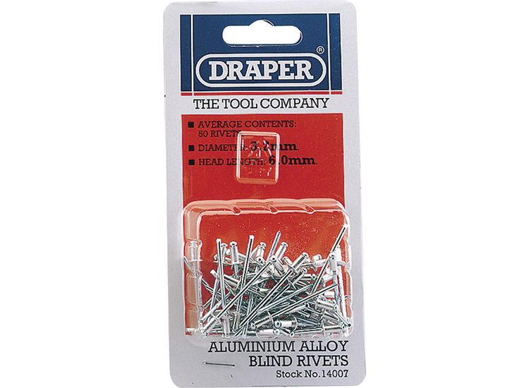 Draper 14007 50 x 3.2mm x 5.2mm Blind Rivets