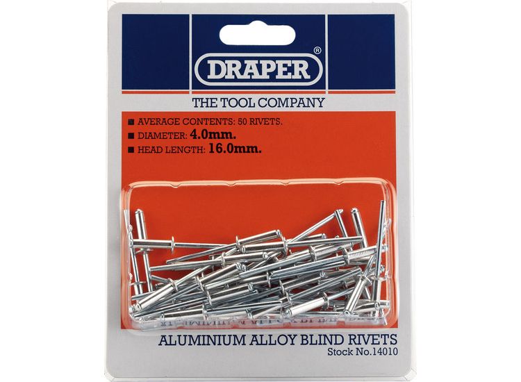 Draper 14010 50 x 4mm x 15.8mm Blind Rivets