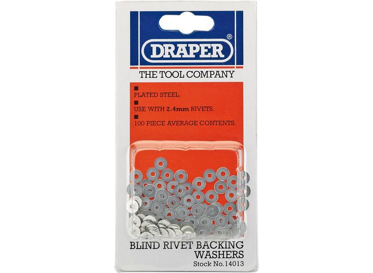 Draper 14013 100 x 2.4mm Rivet Backing Washers