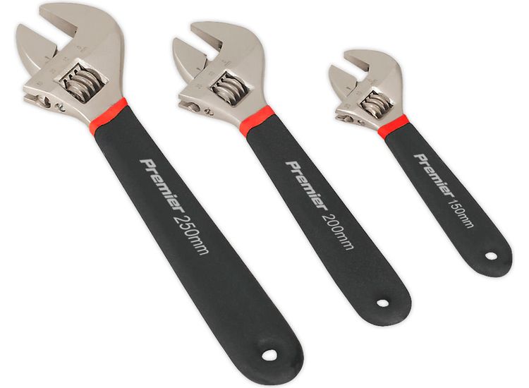 Sealey AK907 Adjustable Wrench Set 3pc Ni-Fe Finish
