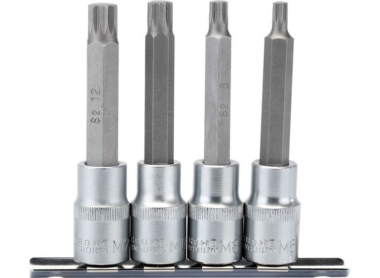 Draper 16350 1/2" Sq. Dr. Spline Socket Bit Set (4 Piece)