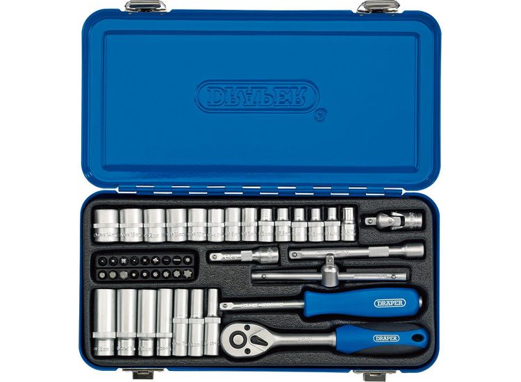 Draper 16365 1/4" Sq. Dr. Metric Socket Set in Metal Case (45 Piece)