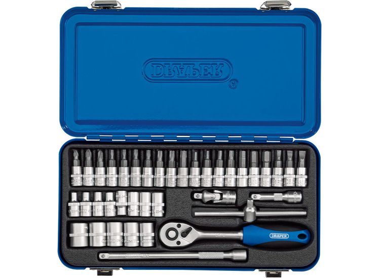 Draper 16366 1/4" Sq. Dr. Metric Socket Set in Metal Case (38 Piece)