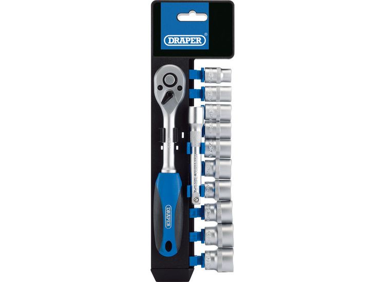 Draper 16371 3/8" Sq. Dr. Metric Socket and Ratchet Set (12 Piece)