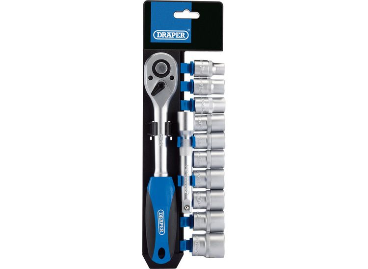 Draper 16374 1/2" Sq. Dr. Metric Socket and Ratchet Set (12 Piece)