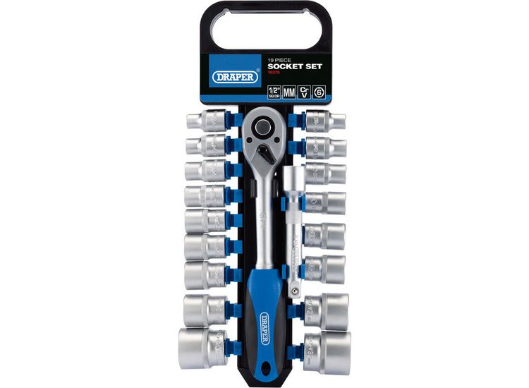 Draper 16375 1/2" Sq. Dr. Metric Socket and Ratchet Set (19 Piece)