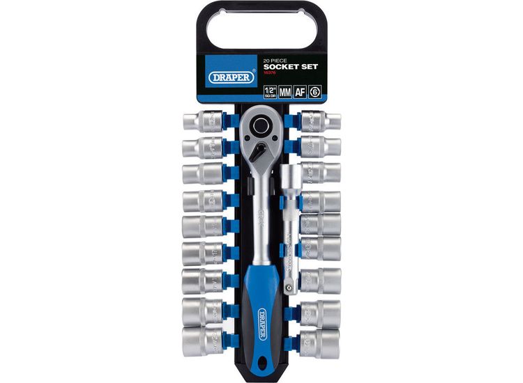 Draper 16376 1/2" Sq. Dr. Combined MM/AF Socket and Ratchet Set (20 Piece)