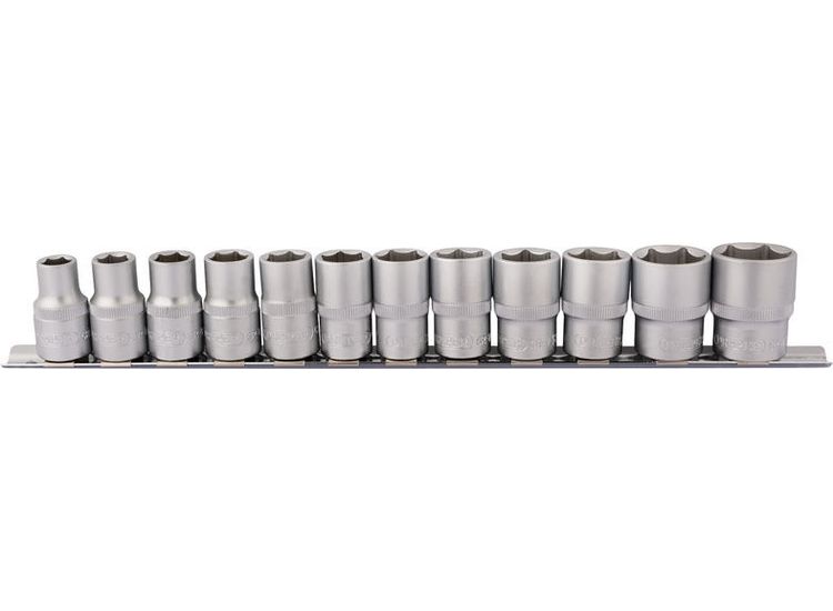 Draper 16402 1/2" Sq. Dr. Socket Set on Metal Rail (12 Piece)