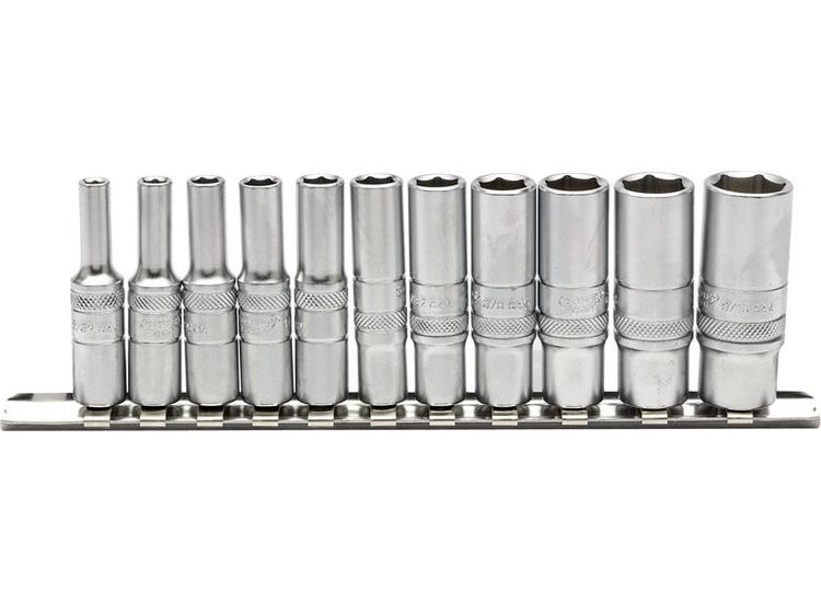 Draper 16491 1/4" Sq. Dr. Imperial Deep socket on Metal Rail (11 Piece)