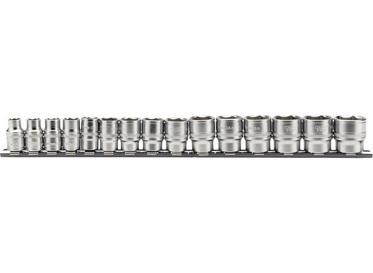 Draper 16492 3/8" Sq. Dr. Metric Socket Set on Metal Rail (15 Piece)
