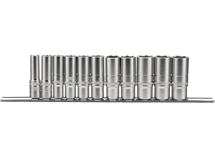 Draper 16495 3/8" Sq. Dr. Imperial Deep Socket Set on Metal Rail (11 Piece)
