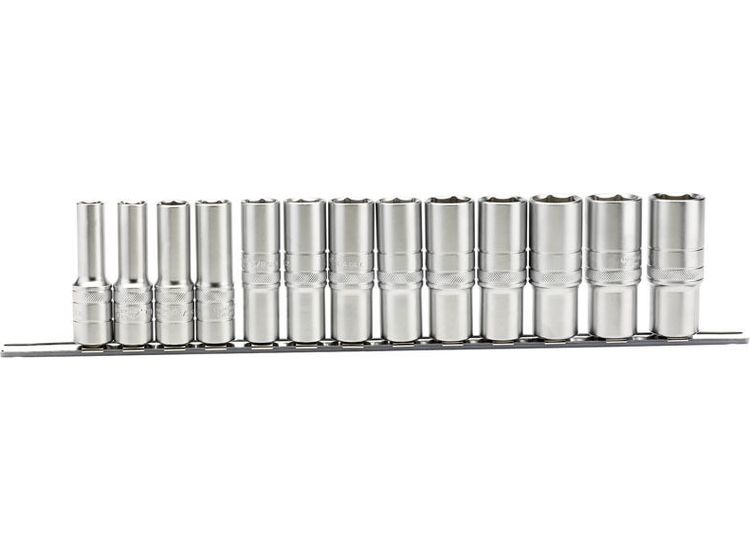 Draper 16500 1/2" Sq. Dr. Imperial Deep socket on a Metal Rail (13 Piece)