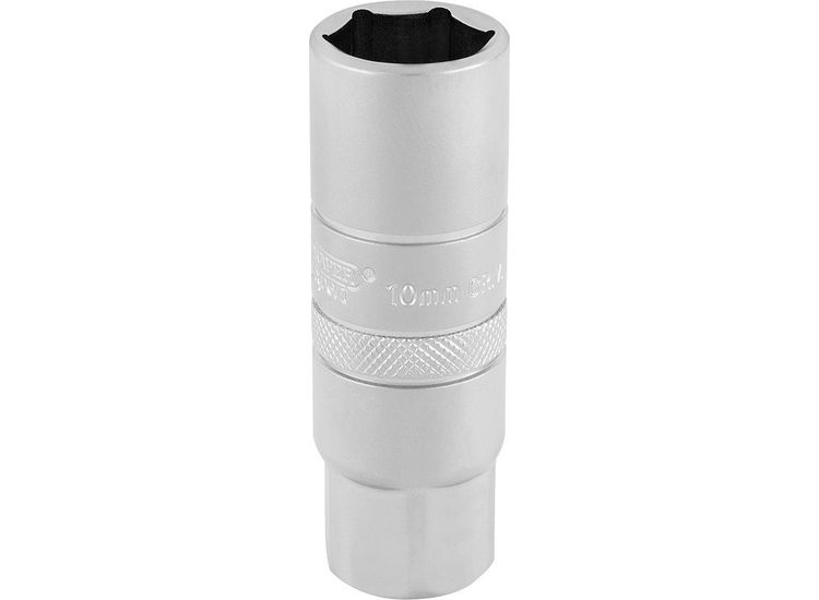 Draper 16775 3/8" Sq. Dr. 10mm Thread 6 Point Satin Chrome Spark Plug Socket (16mm Socket)