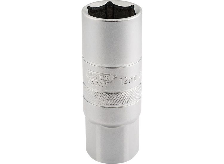 Draper 16782 1/2" Sq. Dr. 12mm Thread 6 Point Satin Chrome Spark Plug Socket (18mm Socket)