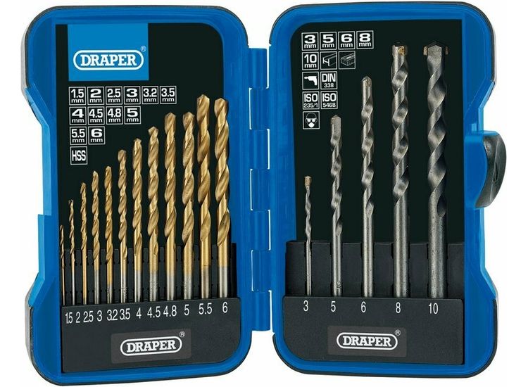 Draper 18551 Metric Combined HSS and Masonry Drill Bit Set (17 Piece)