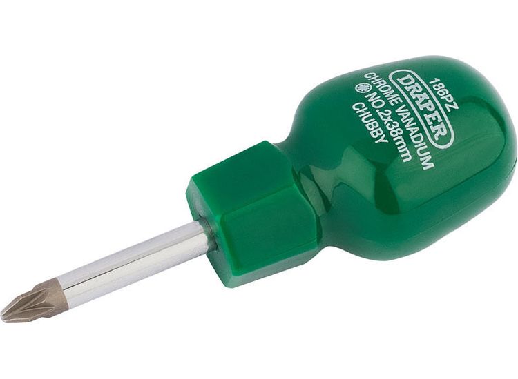 Draper 22357 No 2 x 38mm PZ Type Cabinet Pattern Chubby Screwdriver (Sold Loose)