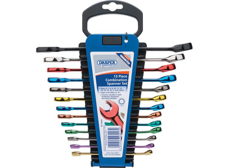 Draper 23017 Hi-Torq&amp;#174; Metric Coloured Combination Spanner Set (13 Piece)