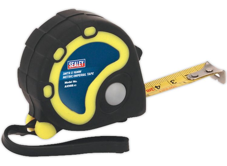 Sealey AK988 Rubber Measuring Tape 3m(10ft) x 16mm Metric/Imperial